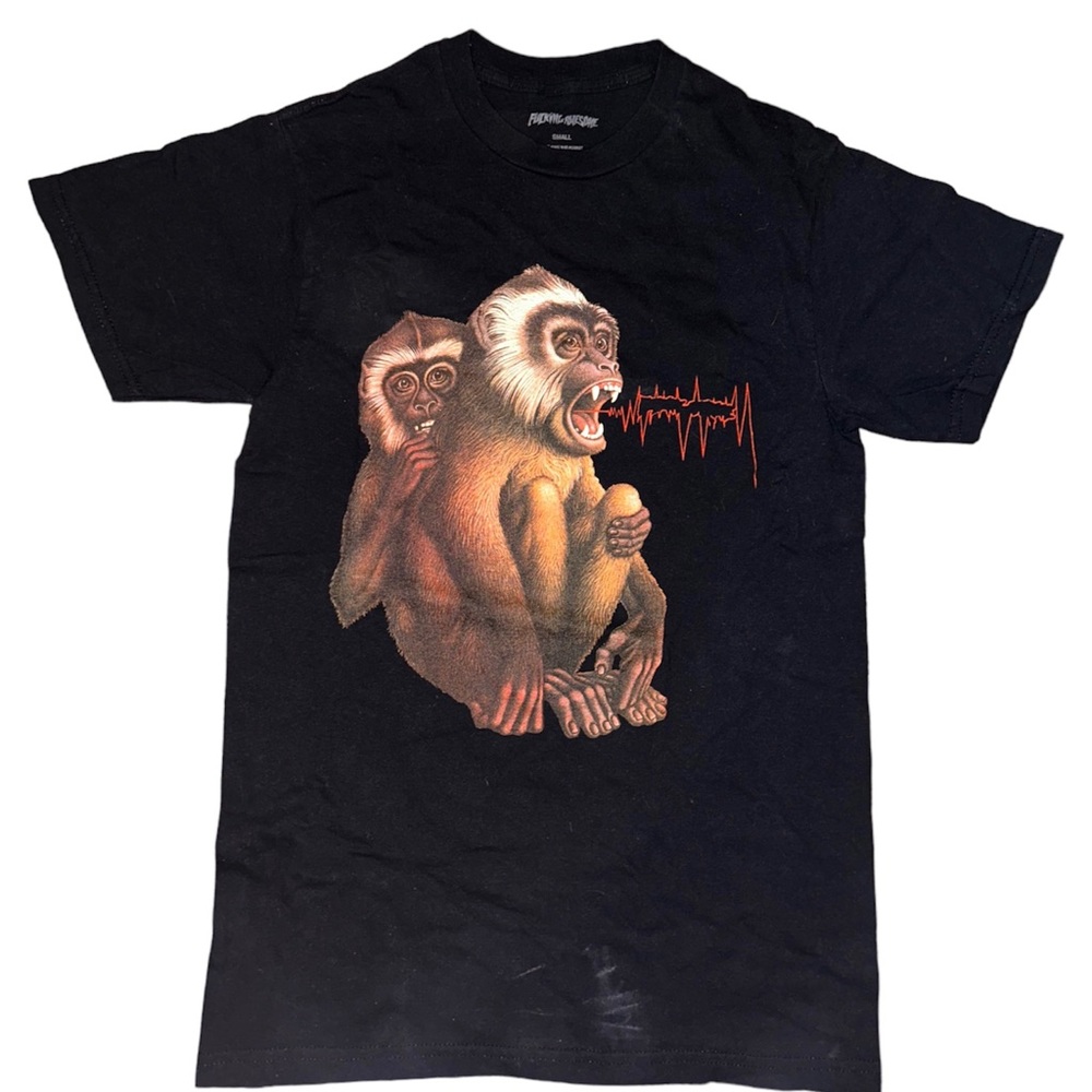 Fuckingawesome Monkey Screaming Graphic Black Streetwear T-shirt Size Mens Small